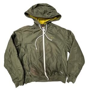 Vintage 90s Nike Fleece Lined Windbreaker Hooded Jacket Womens Small Green